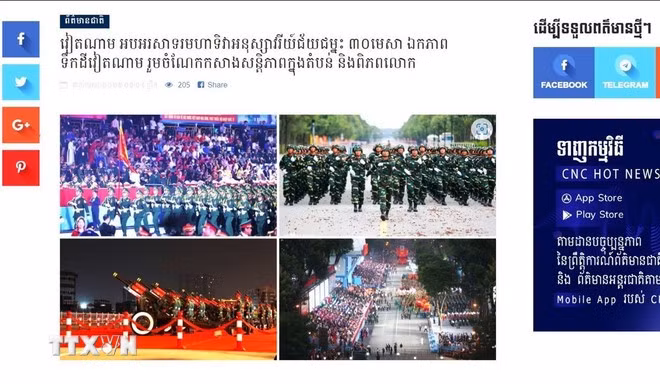 Trang tin điện tử CNC News đăng phát bài viết (ảnh chụp màn hình) trong ngày 30/4/2025, với tiêu đề “Việt Nam kỷ niệm 50 năm Ngày Giải phóng miền Nam, thống nhất đất nước, góp phần xây dựng hòa bình khu vực và thế giới". Ảnh: TTXVN phát