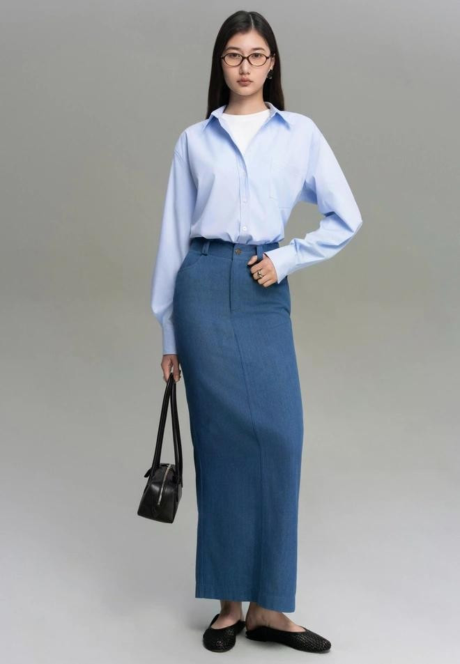 Mỗi bản phối kết hợp chân váy midi và sơ mi đều mang một màu sắc riêng biệt thú vị. Nàng chính là người sẽ tìm ra &quot;chân ái&quot; và tận hưởng tất cả sự thú vị này. ẢNH: HOBB