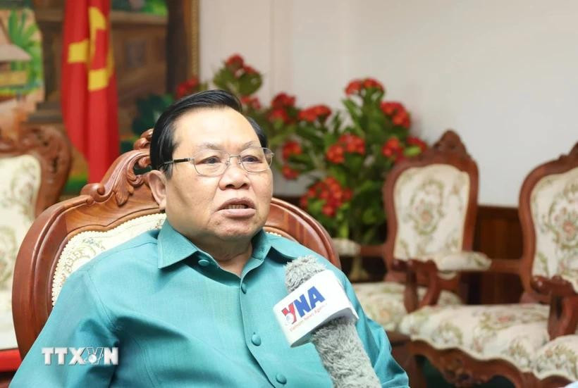 Thượng tướng Sengnouane Xayalath, Chủ tịch Trung ương Hiệp hội Cựu chiến binh Lào, trả lời phỏng vấn của TTXVN. Ảnh: Xuân Tú/TTXVN chien-thang-ngaydd.jpg
