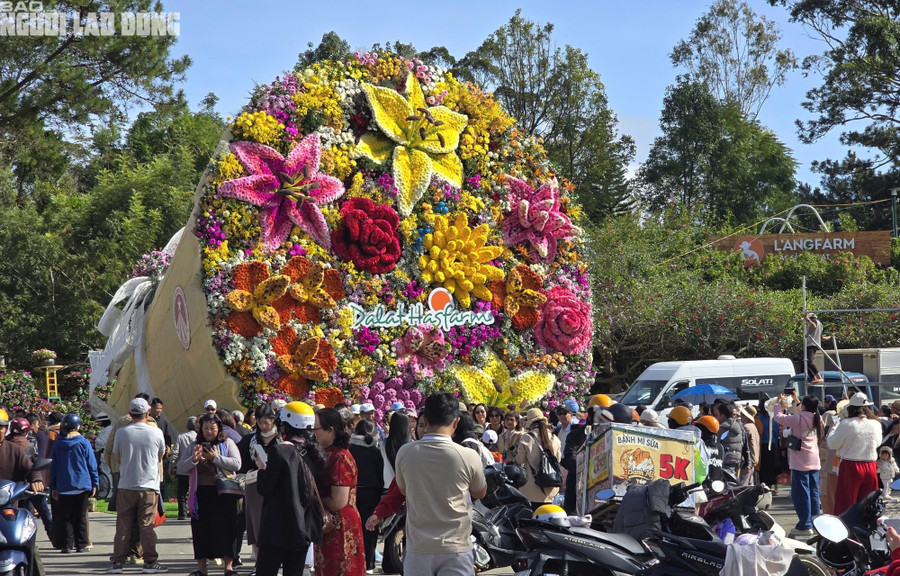Việc trưng bày bó hoa này tạo nên điểm nhấn thú vị, thu hút rất nhiều người đến tham quan, chụp ảnh trong thời tiết mát mẻ của Đà Lạt.