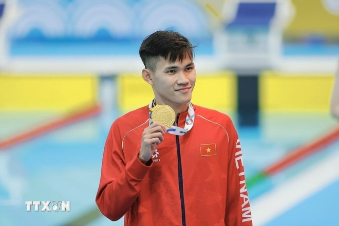 Đội tuyển Bơi đã mang về cho đoàn thể thao Việt Nam 3 huy chương Vàng. (Ảnh: Minh Quyết/TTXVN)