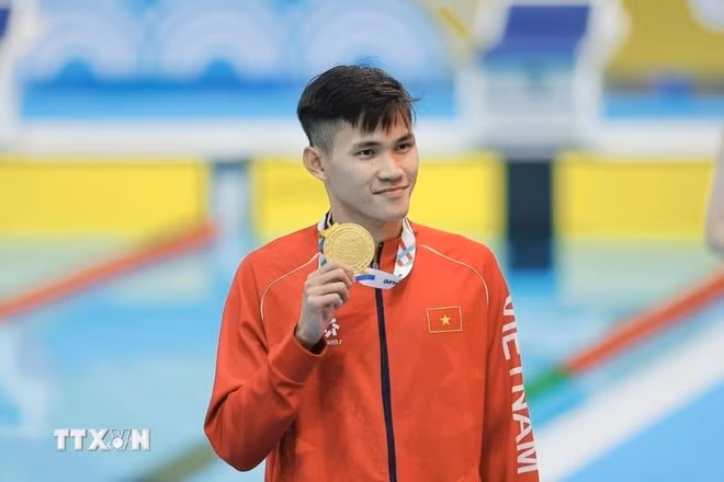 Đội tuyển Bơi đã mang về cho đoàn thể thao Việt Nam 3 huy chương Vàng. (Ảnh: Minh Quyết/TTXVN)