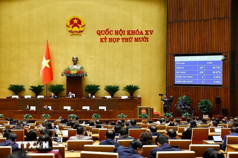 Quốc hội biểu quyết thông qua Luật Dẫn độ. (Ảnh: Doãn Tấn/TTXVN)