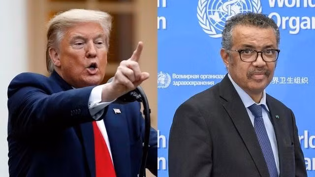 Ông Trump và Tổng giám đốc Tổ chức Y tế thế giới Tedros Adhanom Ghebreyesus. ẢNH: AP