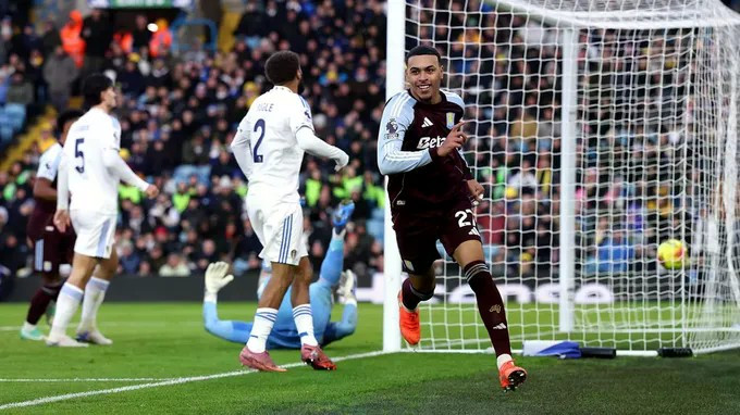 Morgan Rogers lập cú đúp giúp Aston Villa lội ngược dòng để đánh bại Leeds United 2-1.
