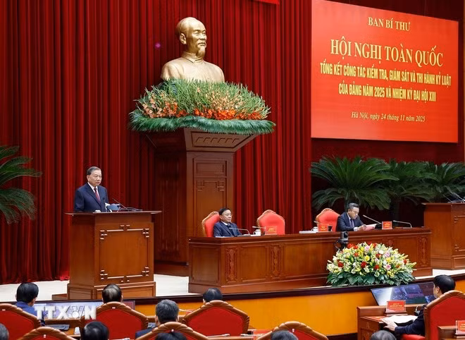 Tổng Bí thư Tô Lâm phát biểu. (Ảnh: Thống Nhất/TTXVN)