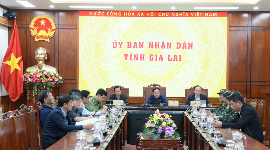 Quang cảnh cuộc họp tại UBND tỉnh Gia Lai.