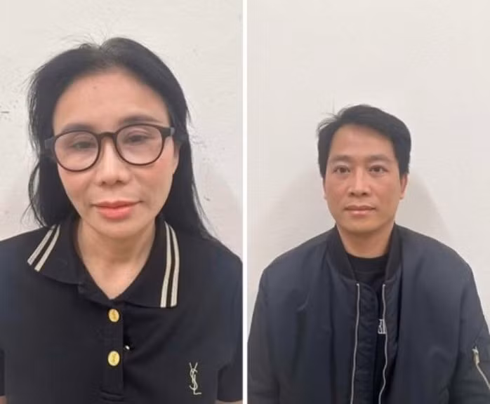 Bị can Phan Thị Mai và chồng là Hoàng Kim Khánh. Ảnh: Bộ Công an