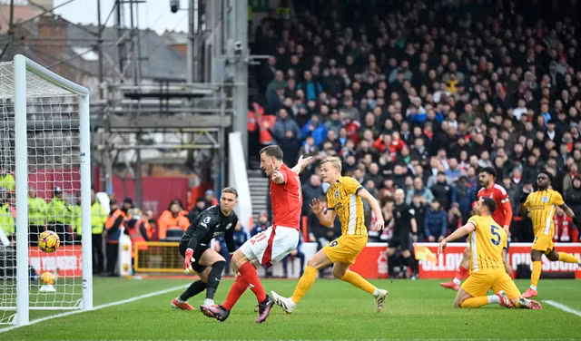 Lewis Dunk (5) với bàn đá phản giúp Nottingham Forest mở tỉ số