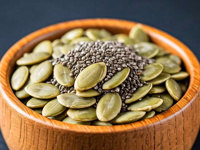 Hạt bí ngô và hạt chia giúp cải thiện huyết áp nhờ hàm lượng magiê cao. ẢNH: AI