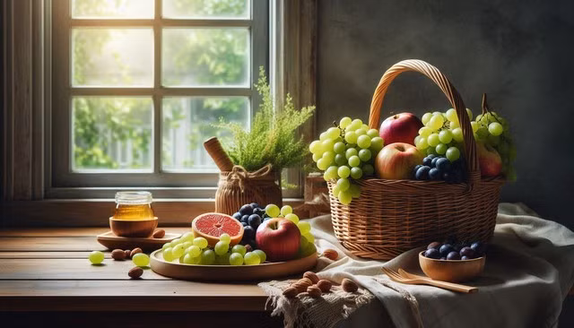 Trái cây có thể giúp giảm tác hại của bữa ăn lớn ngày Tết - Minh họa AI: Thu Anh