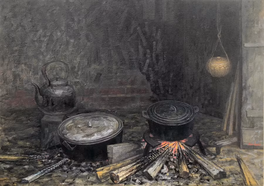 Bếp đơn sơ của miền quê xa, là cả một miền ký ức. ẢNH: LAM PHONG