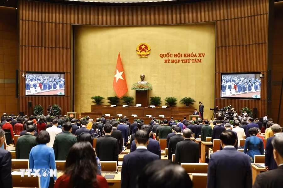 Sáng nay 21/10/2024, Kỳ họp thứ 8, Quốc hội khóa XV khai mạc trọng thể tại Nhà Quốc hội, Thủ đô Hà Nội. (Ảnh: TTXVN)