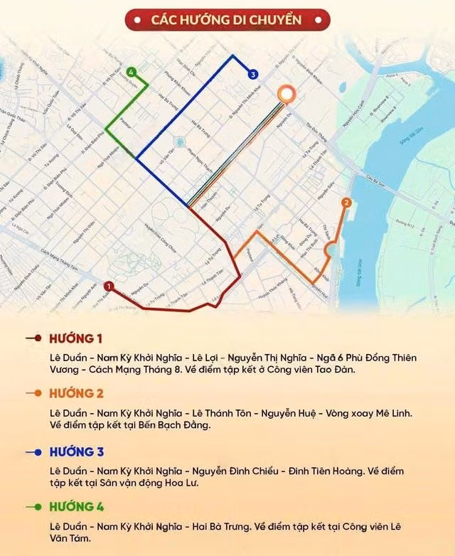 4 lộ trình diễu binh. Ảnh: BTC