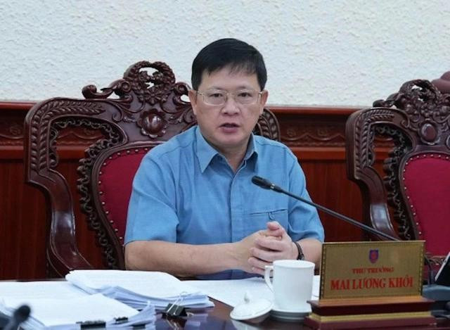 Thứ trưởng Bộ Tư pháp Mai Lương Khôi phát biểu tại buổi làm việc. ẢNH: HỒNG MÂY Thứ trưởng Bộ Tư pháp Mai Lương Khôi phát biểu tại buổi làm việc. ẢNH: HỒNG MÂY