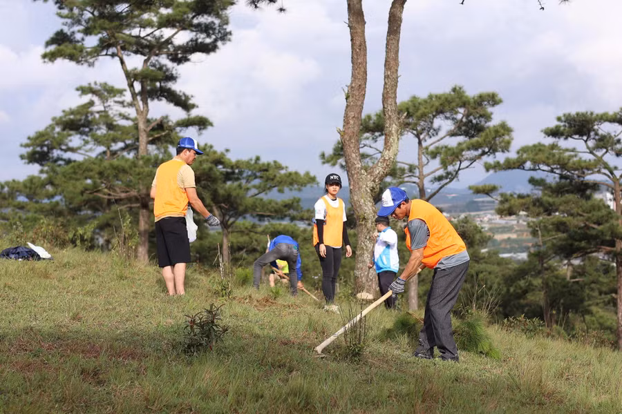 Du khách tham gia tour trồng cây cùng Happy Day Travel. Ảnh: A.T