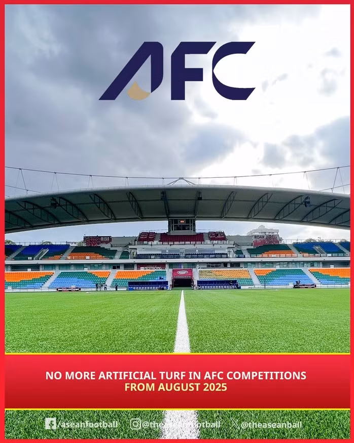 Một số giải đấu của AFC sẽ không được sử dụng sân nhân tạo từ tháng 8-2025