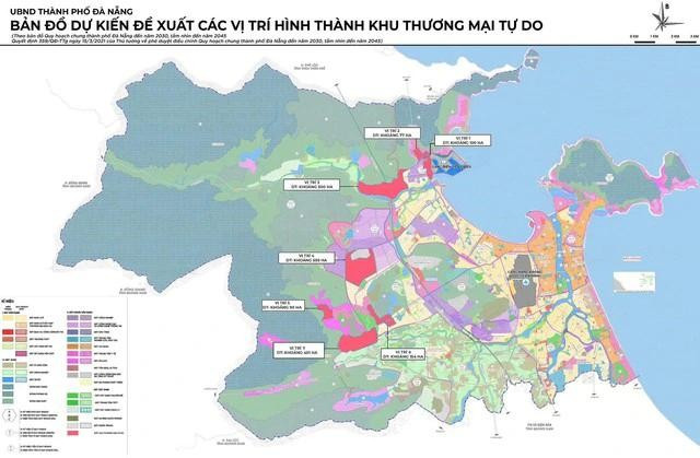 Bản đồ đề xuất 7 vị trí dự kiến gắn với Khu thương mại tự do TP.Đà Nẵng Bản đồ đề xuất 7 vị trí dự kiến gắn với Khu thương mại tự do TP.Đà Nẵng