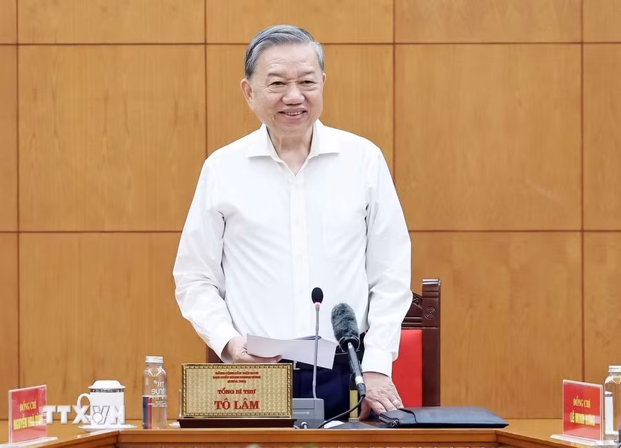 Tổng Bí thư Tô Lâm phát biểu. (Ảnh: Thống Nhất/TTXVN)