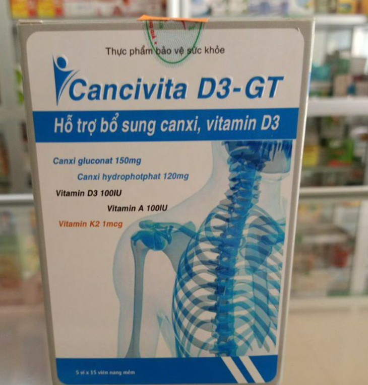 Sản phẩm thực phẩm bảo vệ sức khỏe CANCIVITA D3-GT do Công ty Hương Hoàng sản xuất. Ảnh nguồn TTO 1san-pham-thuc-pham.jpg