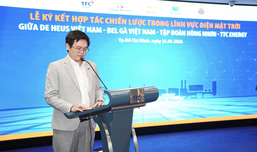 Ông Đặng Huỳnh Anh Tuấn - Chủ tịch TTC Energy giới thiệu dự án. Ảnh: HN