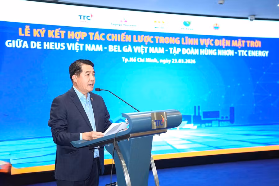 Ông Vũ Mạnh Hùng - Chủ tịch Tập đoàn Hùng Nhơn phát biểu tại sự kiện. Ảnh: HN