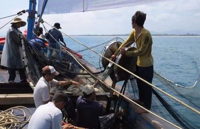 Tàu cá của ngư dân P.Phổ Thạnh, TX.Đức Phổ, Quảng Ngãi hoạt động trên biển. Ảnh: Trang Thy