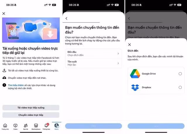 Thay đổi về việc lưu trữ video livestream trên Facebook. ẢNH: CHỤP MÀN HÌNH
