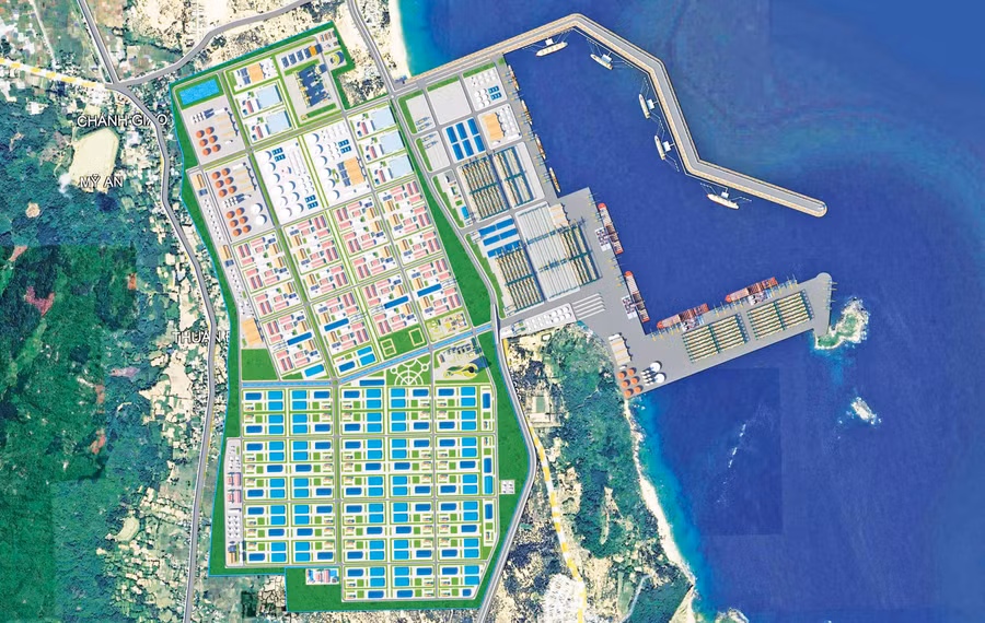 Dọc theo tuyến đường ven biển đã và đang hình thành Khu công nghiệp Phù Mỹ và nhiều dự án du lịch đẳng cấp. - Trong ảnh: Phối cảnh Khu công nghiệp Phù Mỹ tại xã Phù Mỹ Đông. Ảnh: T.SỸ