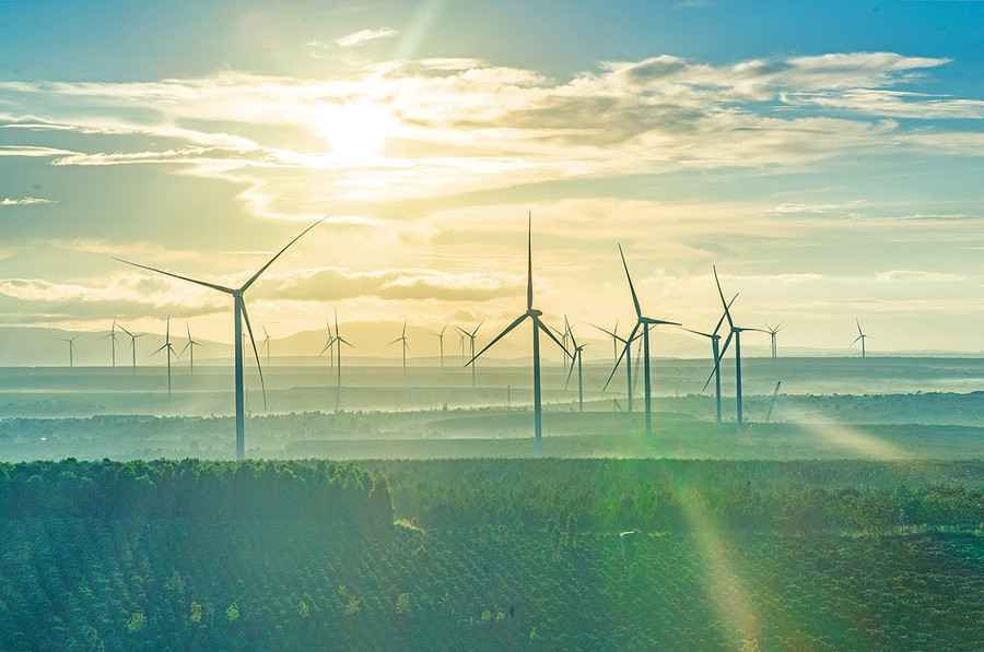 Cánh đồng điện gió tại xã Ia Băng. Ảnh: Phạm Quý