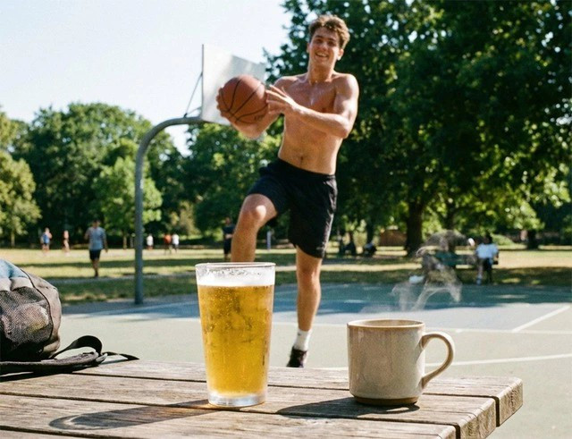 Sau khi vận động mạnh, cơ thể thường rơi vào trạng thái mất nước, mất điện giải, nhịp tim và huyết áp còn cao, lúc này không nên uống bia, cà phê. Ảnh: AI