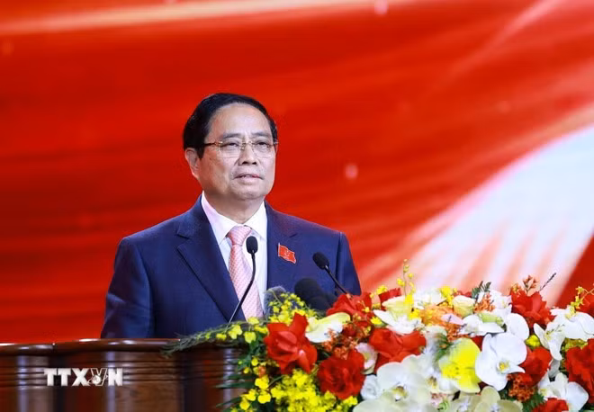 Thủ tướng Phạm Minh Chính, Chủ tịch Hội đồng Thi đua-Khen thưởng Trung ương phát động thi đua giai đoạn 2026-2030. (Ảnh: Dương Giang/TTXVN)