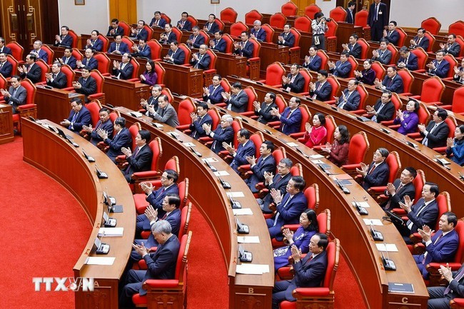 Các đại biểu dự phiên bế mạc Hội nghị lần thứ XV Ban Chấp hành Trung ương khóa XIII. Ảnh: TTXVN