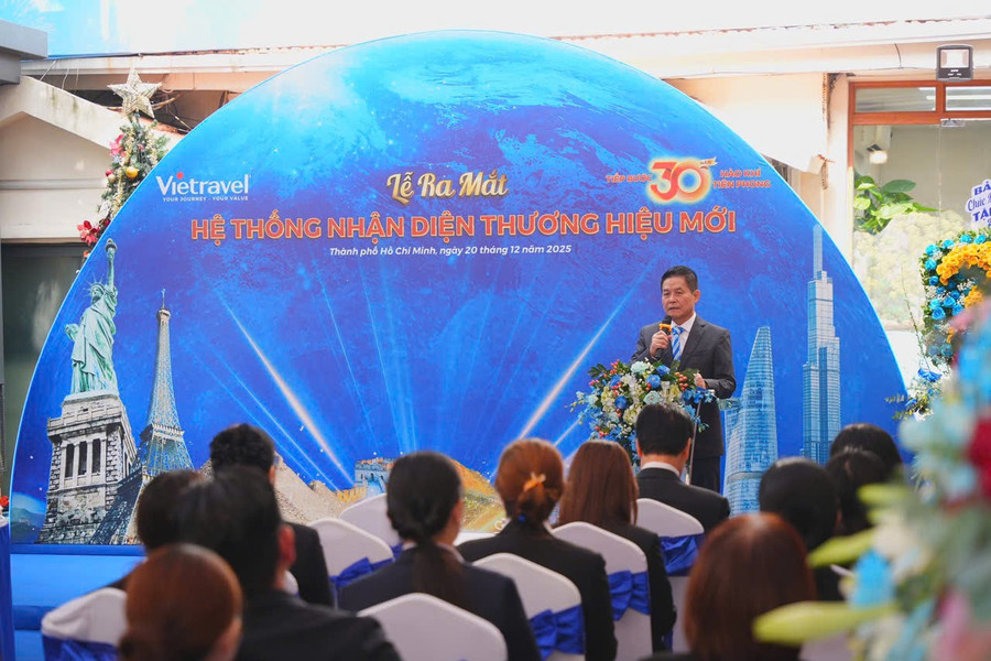 Ông Nguyễn Quốc Kỳ - Chủ tịch Hội đồng Quản trị Tập đoàn Du lịch Vietravel phát biểu tại buổi Lễ ra mắt.