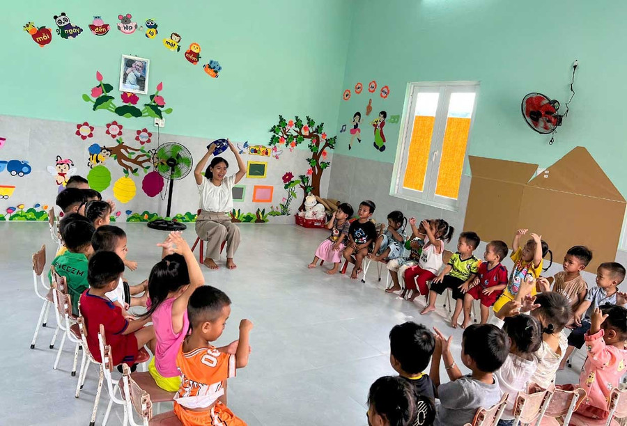 Một lớp học mới, khang trang tại Trường Mẫu giáo Hoa Sen do Hoàng Như Yến tài trợ xây dựng. Ảnh: Minh Châu nguon-coi-bg10-1.jpg