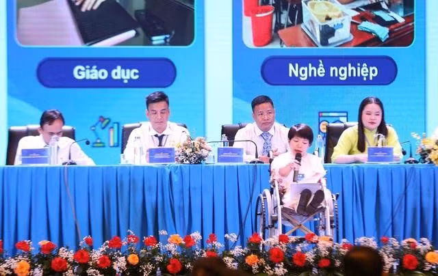 Thanh niên khuyết tật tham gia đại hội lần thứ 1, nhiệm kỳ 2024 - 2029. ẢNH: BẢO ANH