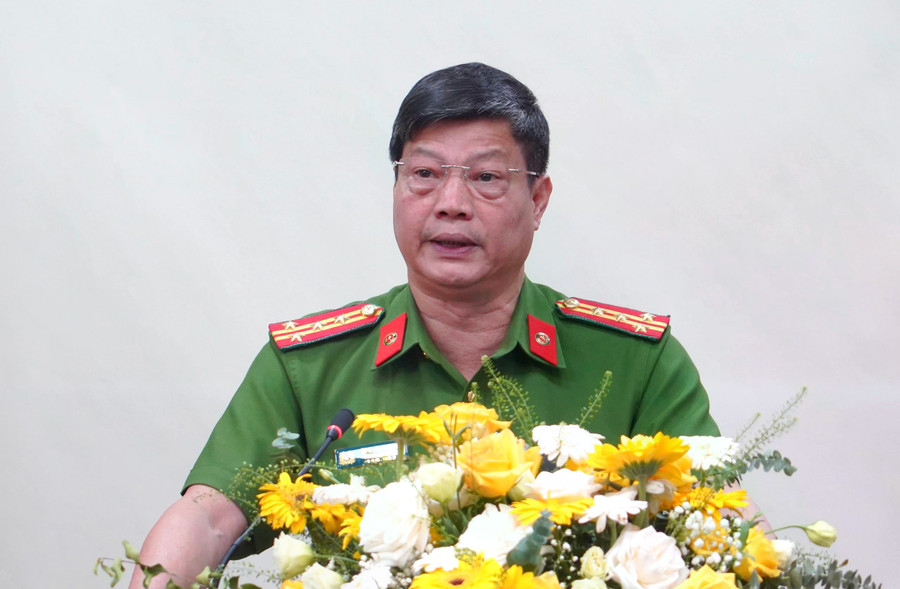 Đại tá Chu An Thanh, Trưởng phòng Cảnh sát kinh tế (Công an Hà Nội) thông tin về vụ án Shark Bình tại hội nghị. Ảnh: Trần Cường Đại tá Chu An Thanh, Trưởng phòng Cảnh sát kinh tế (Công an Hà Nội), thông tin về vụ án Shark Bình tại hội nghị. Ảnh: Trần Cường