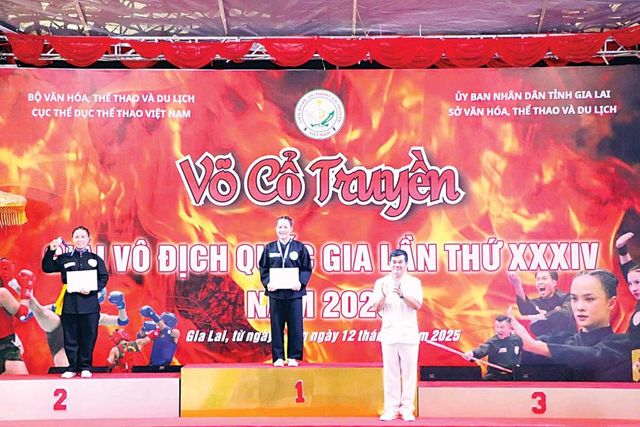 VĐV Kim Huệ đoạt HCV Giải vô địch võ cổ truyền quốc gia lần thứ 34, năm 2025. Ảnh: NVCC VĐV Kim Huệ đoạt HCV Giải vô địch võ cổ truyền quốc gia lần thứ 34, năm 2025.