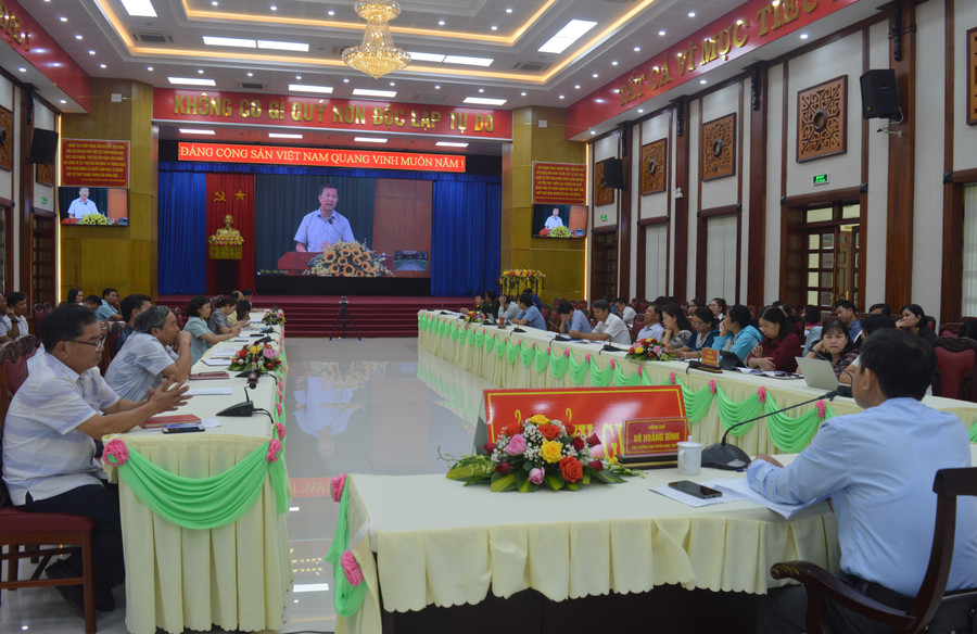 Quang cảnh hội nghị giao ban, tập huấn tại điểm cầu Hội trường 2-9. Ảnh: Anh Huy