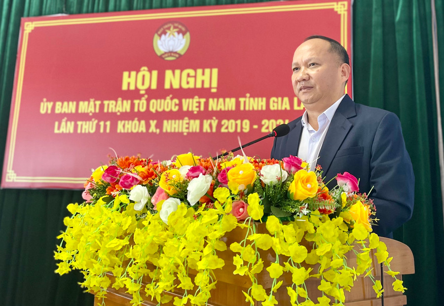 Phó Bí thư Tỉnh ủy Rah Lan Chung phát biểu tại hội nghị. Ảnh: P.D Phó Bí thư Tỉnh ủy Rah Lan Chung phát biểu tại hội nghị. Ảnh: P.D