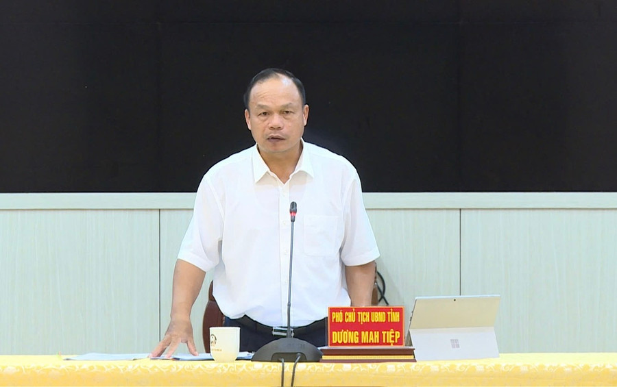 Phó Chủ tịch UBND tỉnh Dương Mah Tiệp phát biểu tại cuộc họp. Ảnh: P.D Phó Chủ tịch UBND tỉnh Dương Mah Tiệp phát biểu tại cuộc họp. Ảnh: P.D