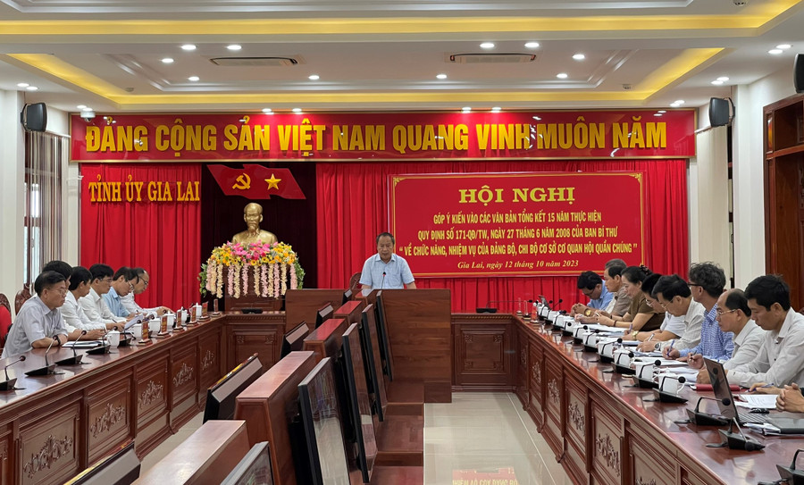Quang cảnh hội nghị tại điểm cầu trụ sở Tỉnh ủy. Ảnh: Anh Huy Quang cảnh hội nghị tại điểm cầu trụ sở Tỉnh ủy. Ảnh: Anh Huy