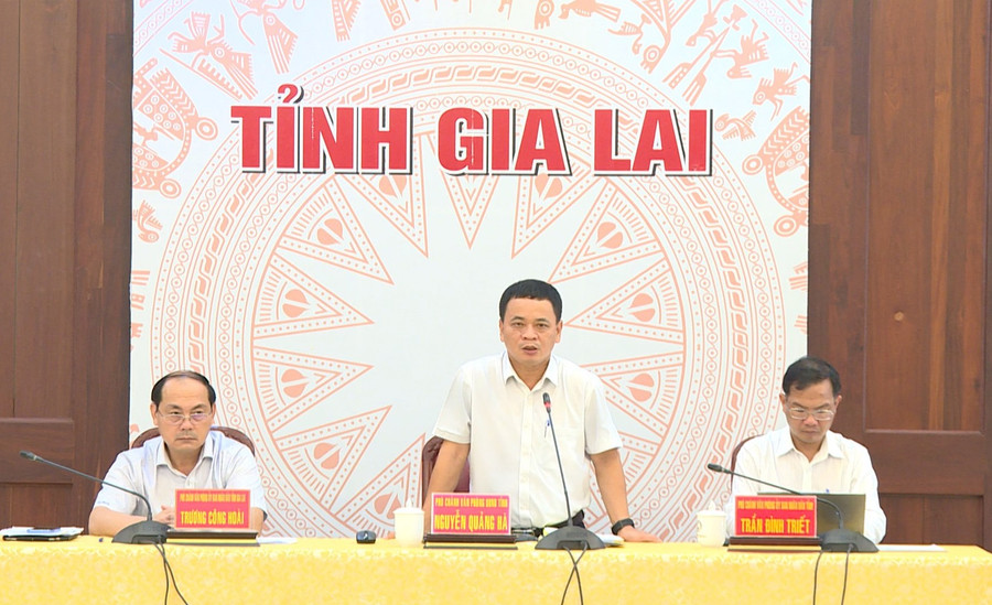 Đồng chí Nguyễn Quảng Hà- Phó Bí thư Đảng uỷ, Phó Chánh Văn phòng UBND tỉnh chủ trì hội nghị sơ kết công tác Đảng 6 tháng đầu năm 2024. Ảnh: M.Đ Đồng chí Nguyễn Quảng Hà- Phó Bí thư Đảng uỷ, Phó Chánh Văn phòng UBND tỉnh chủ trì hội nghị sơ kết công tác Đảng 6 tháng đầu năm 2024. Ảnh: M.Đ