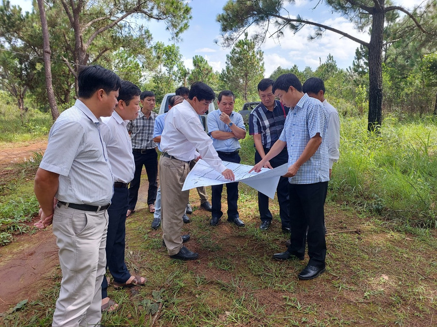 Khảo sát thực tế khu vực để xây dựng khu sản xuất tập trung xã Hải Yang. Ảnh: Nguyễn Diệp Khảo sát thực tế khu vực để xây dựng khu sản xuất tập trung xã Hải Yang. Ảnh: Nguyễn Diệp