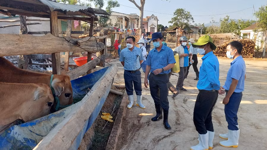 Kiểm tra thực tế tại làng Kon Chrăh( xã Hà Ra). Ảnh; Nguyễn Diệp