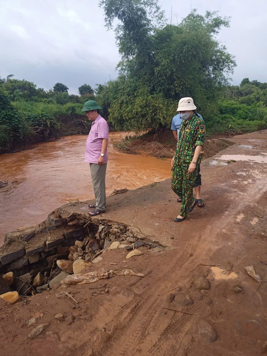 Lãnh đạo UBND huyện Đức Cơ kiểm tra các điểm xung yếu.Ảnh: Người dân cung cấp Lãnh đạo UBND huyện Đức Cơ kiểm tra các điểm xung yếu.Ảnh: Người dân cung cấp