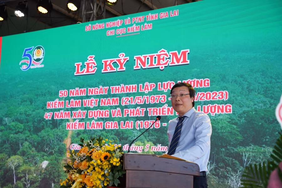 Chủ tịch UBND tỉnh Trương Hải Long phát biểu tại lễ kỷ niệm. Ảnh: Nguyễn Diệp