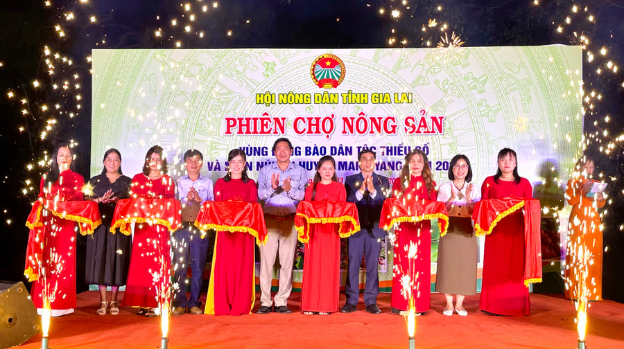 Phiên chợ do Hội Nông dân tỉnh Gia Lai phối hợp với Hội Nông dân huyện Mang Yang tổ chức. Ảnh: V.T Phiên chợ do Hội Nông dân tỉnh Gia Lai phối hợp với Hội Nông dân huyện Mang Yang tổ chức. Ảnh: V.T
