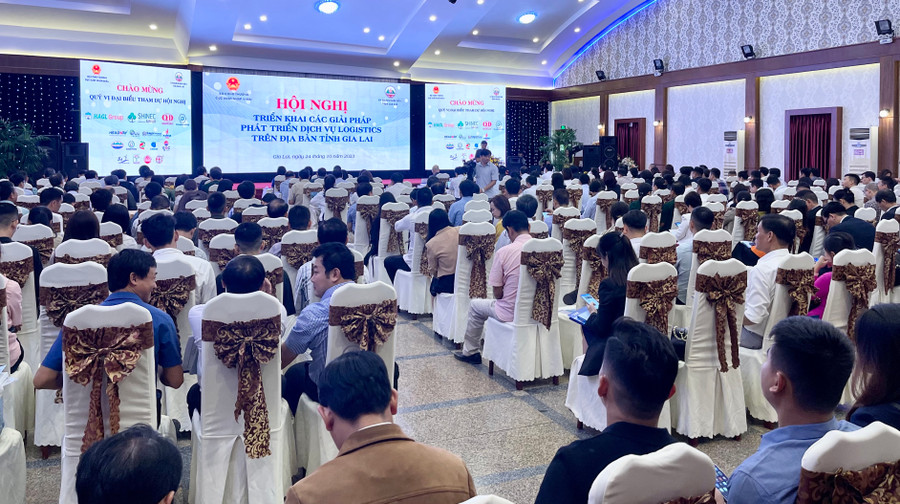 Quang cảnh hội nghị triển khai các giải pháp phát triển dịch vụ logistics trên địa bàn tỉnh Gia Lai. Ảnh: Vũ Thảo