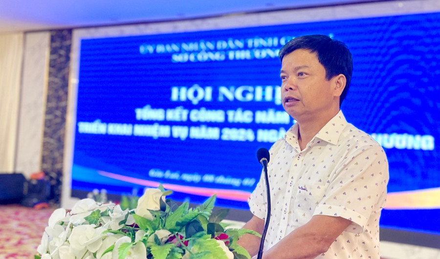 Phó Chủ tịch UBND tỉnh Nguyễn Hữu Quế phát biểu chỉ đạo tại Hội nghị. Ảnh: V.T